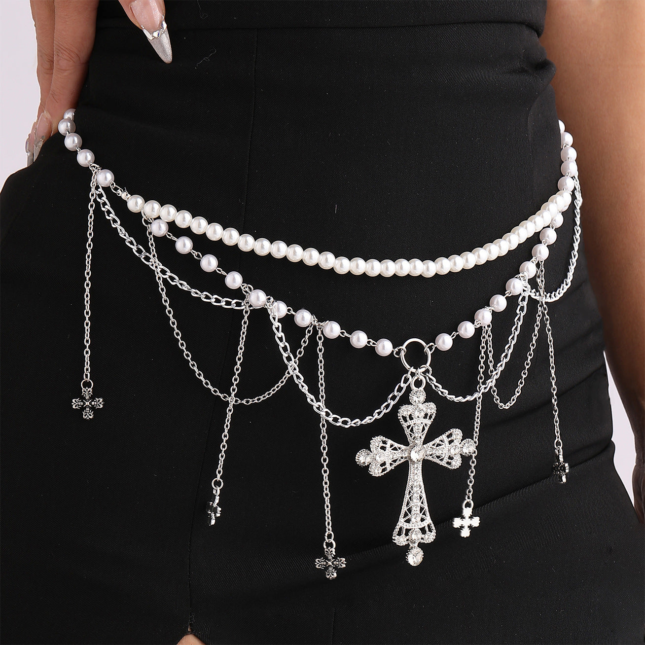 Jewelry Metal Cross Tassel Waist Chain Women'S Decoration