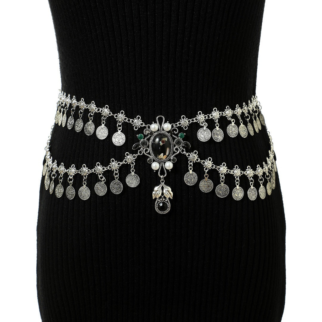 Alloy Vintage Tassel Coins Belly Dance Waist Chain