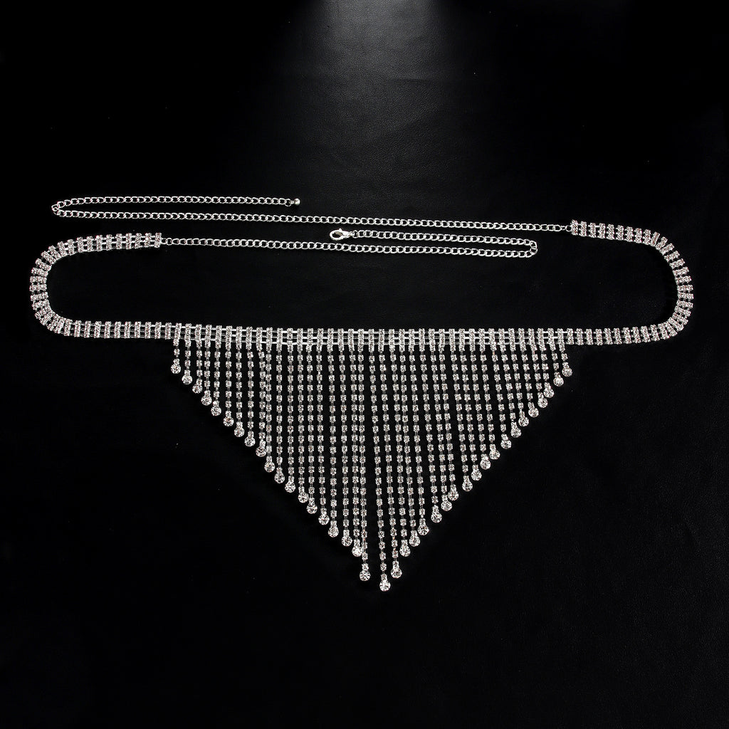 Jewelry Luxury Rhinestone Bra Support Underwear Chain Set