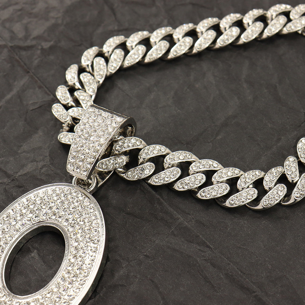 Hip Hop Style Cool Diamond Letter Oblock Pendant