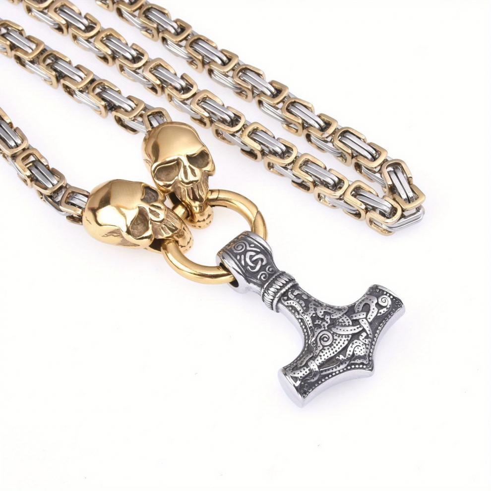 Hot Selling Retro Hammer Skull Necklace Stainless Steel