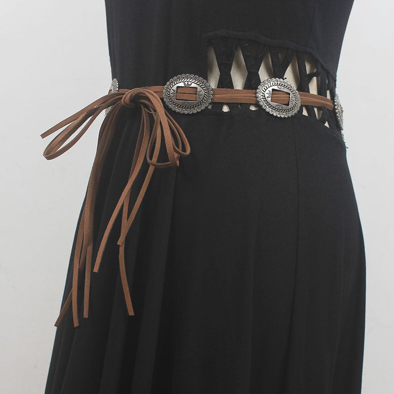 Designer Catwalk Hand Wear Metal Suede Waist Chain