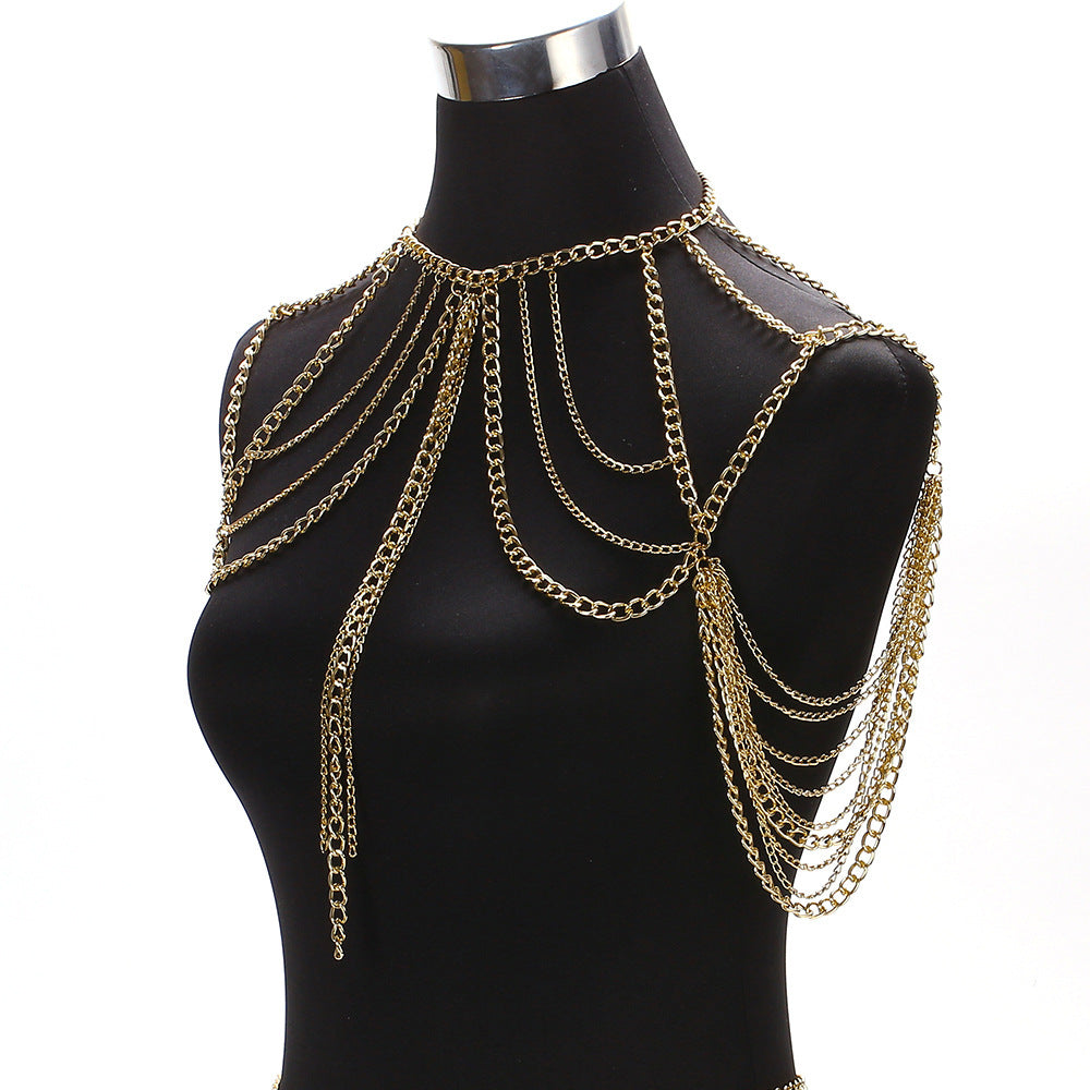 Ladies Multilayer Metal Aluminum Chain Tassel Neck Chain