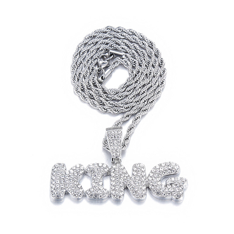 Hip Hop Versatile Men'S Diamond Studded Letter King