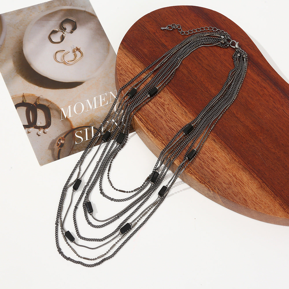 Multi Layer Trendyy Versatile Inlaid With Rhinestones Autumn