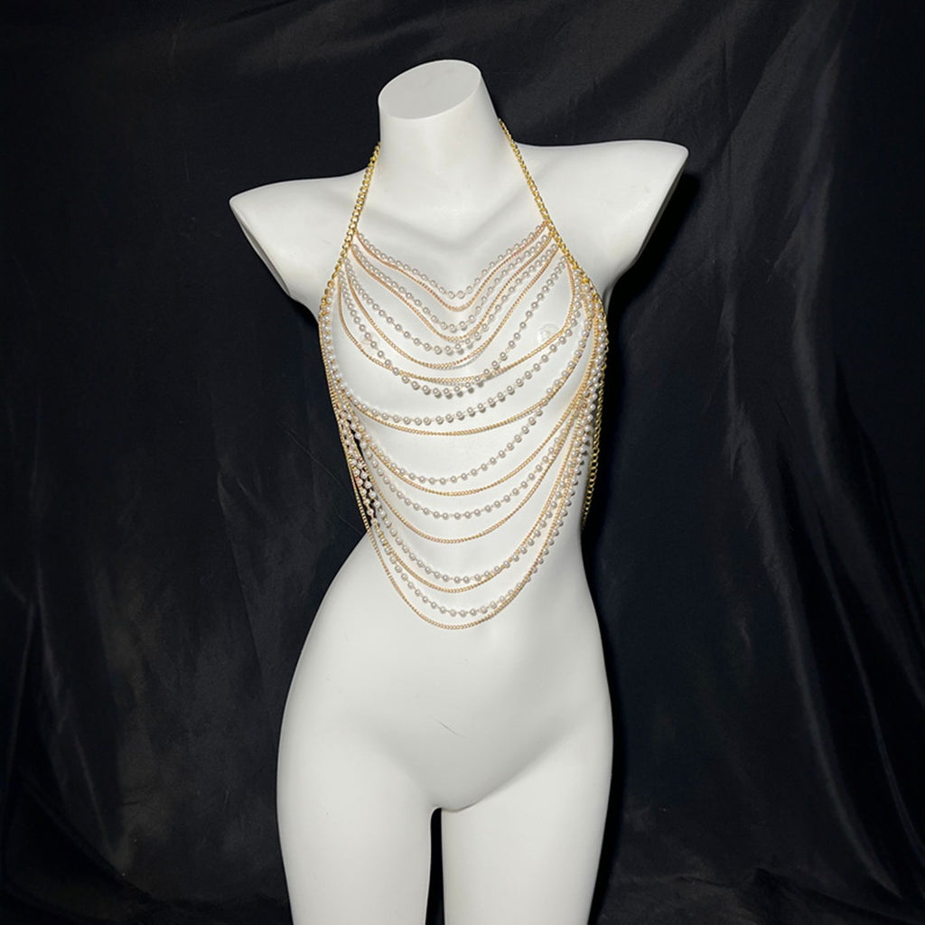 Jewelry Summer Beach Body Chest Chain Handmade Pearl