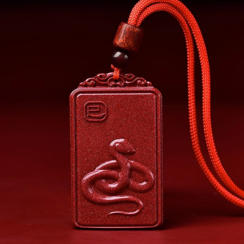Natural Raw Ore Cinnabar Double Sided Buddha Pendant