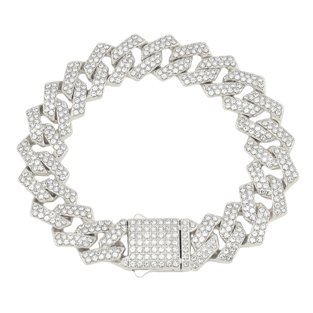 15Mm Diamond Shaped Spring Buckle Cuban Chain Hipster