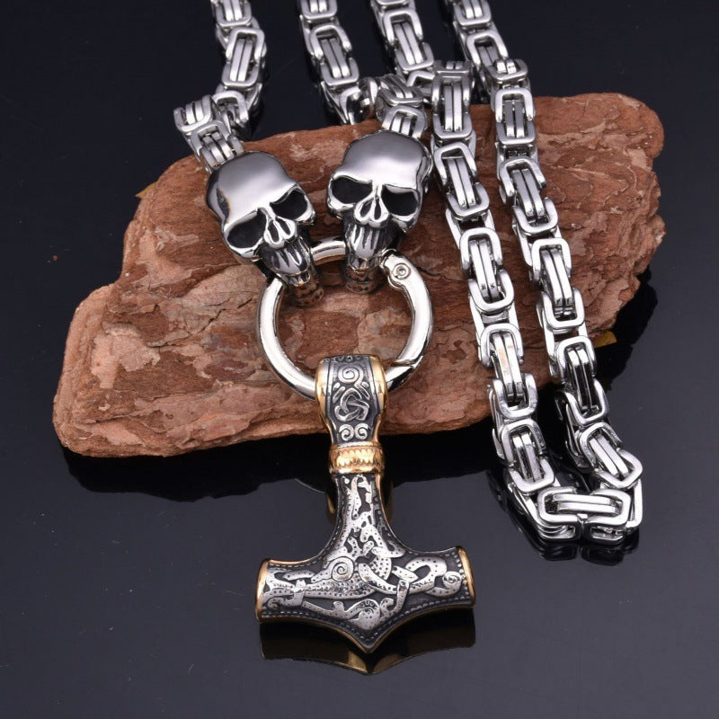 Explosions Retro Hammer Pendant Skull Necklace Stainless Steel