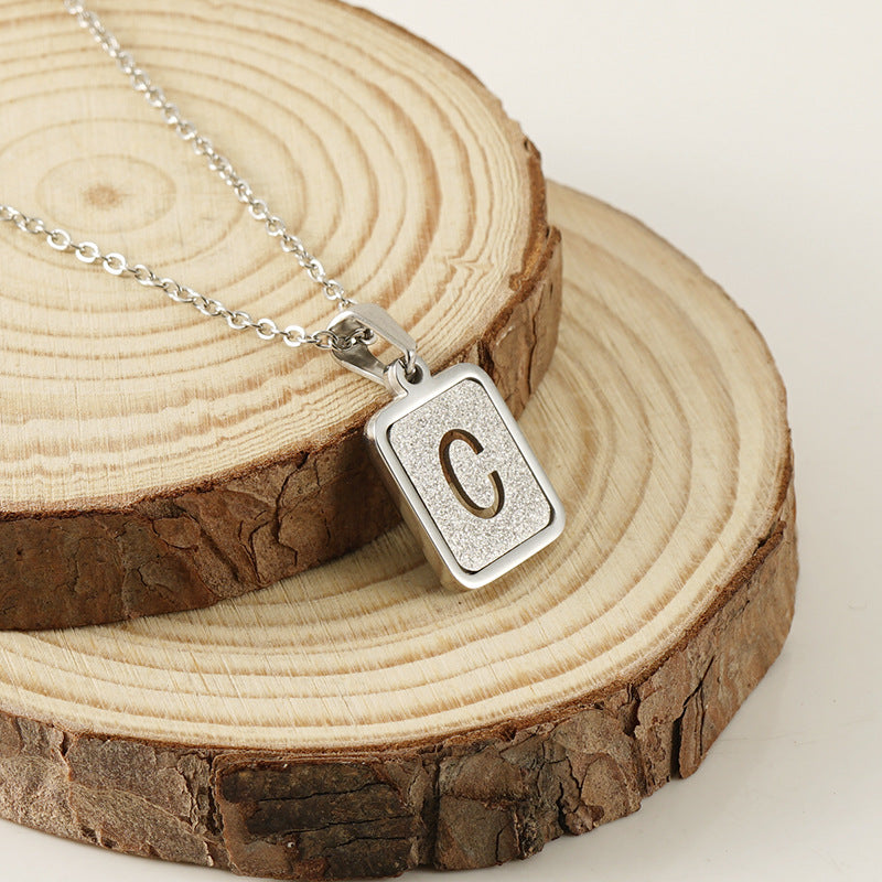 Stainless Steel Sand Pressing Letter Pendant Women'S Color