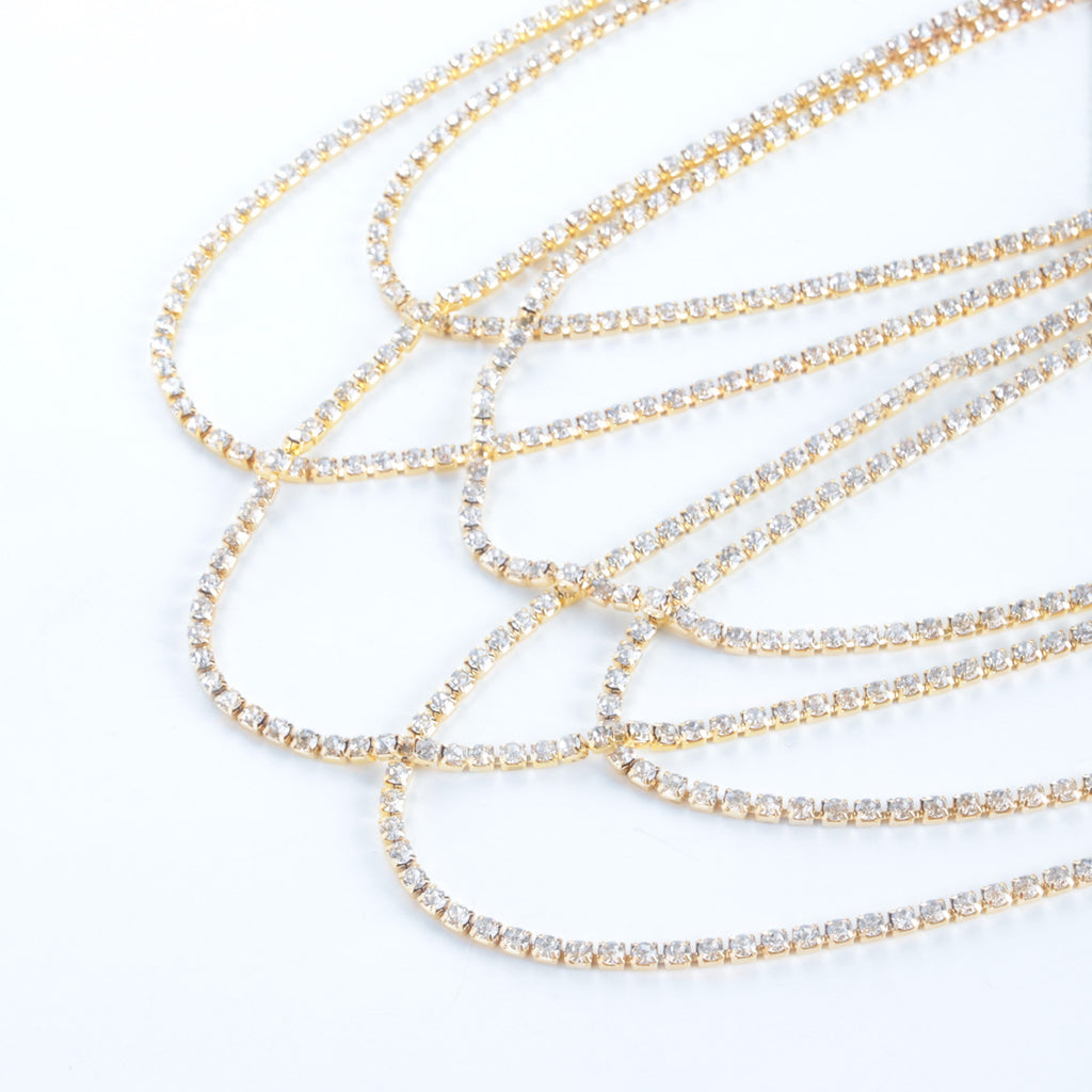 Multi Layered Cross Rhinestone Chain Full Of Crystals