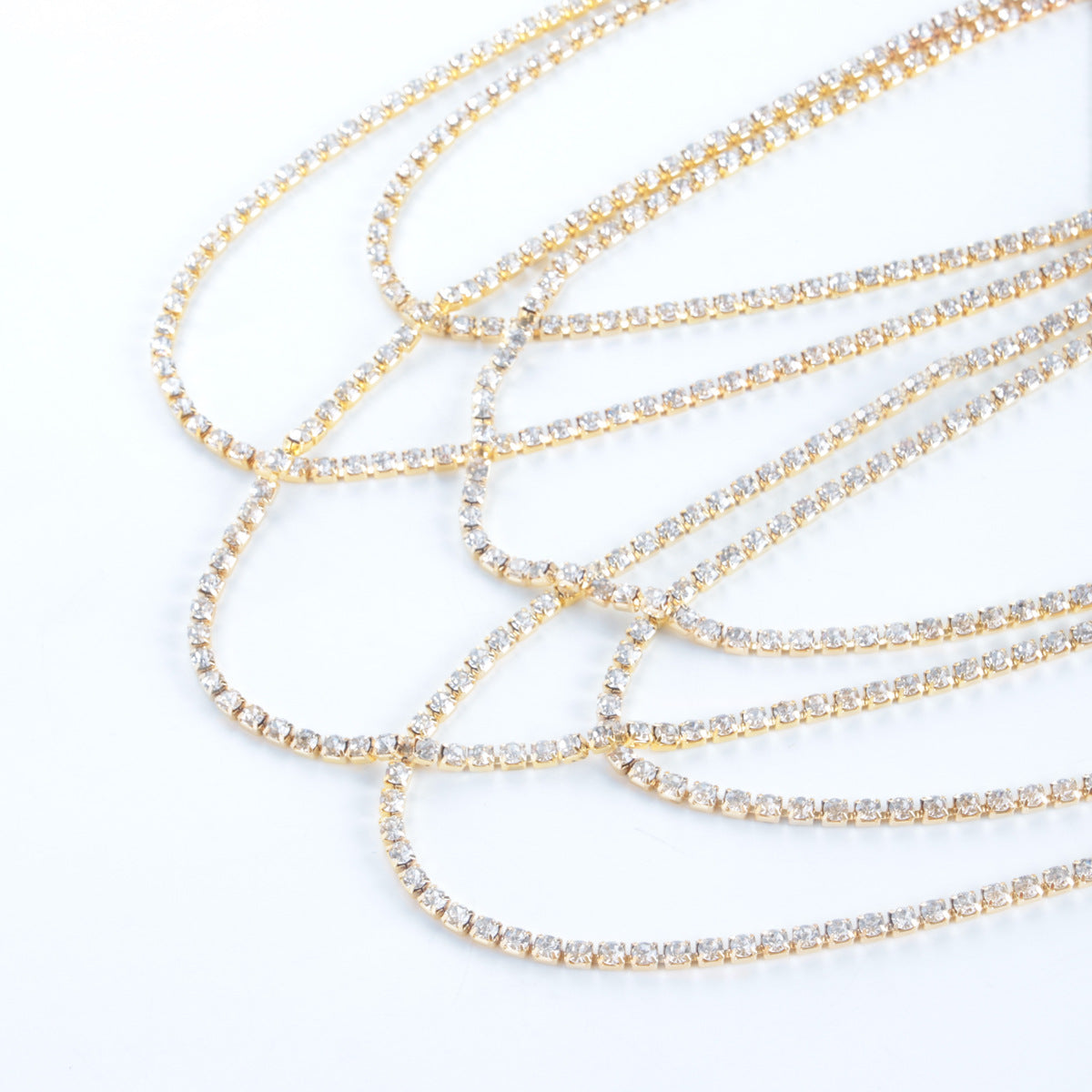 Multi Layered Cross Rhinestone Chain Full Of Crystals