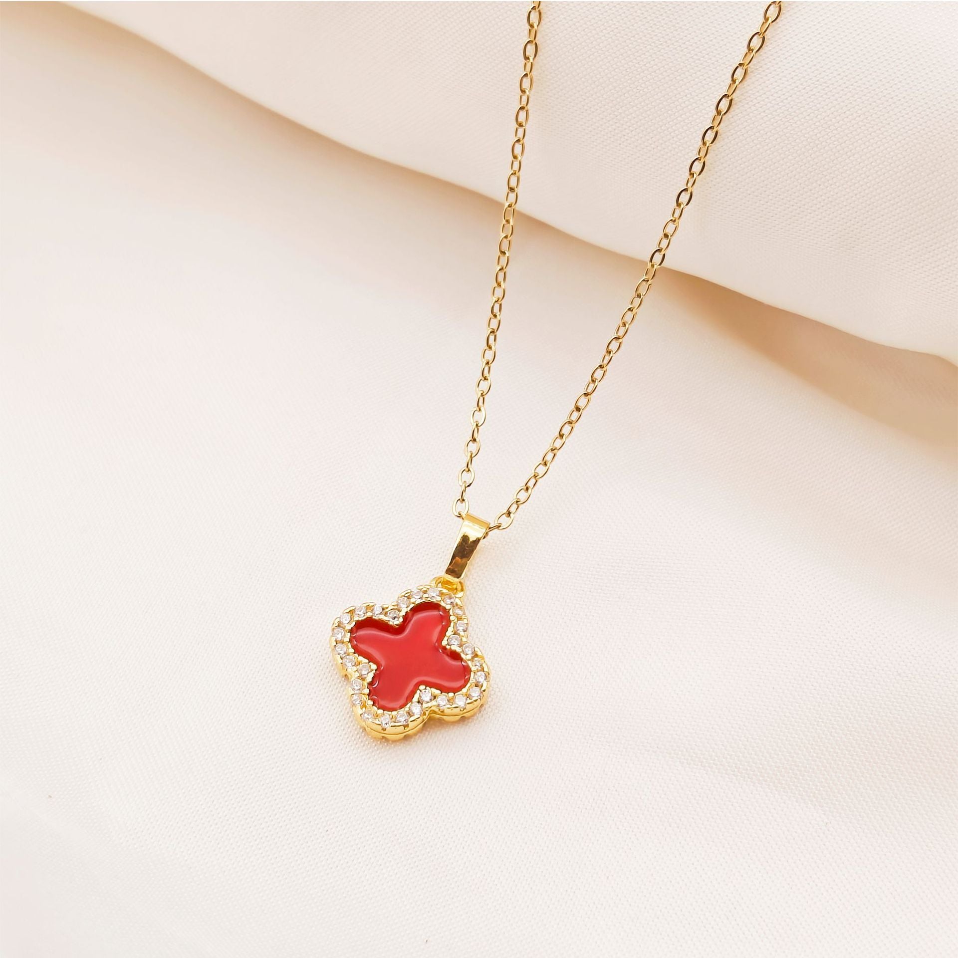 Light Luxury Double Sided Oil Drop Four Leaf
