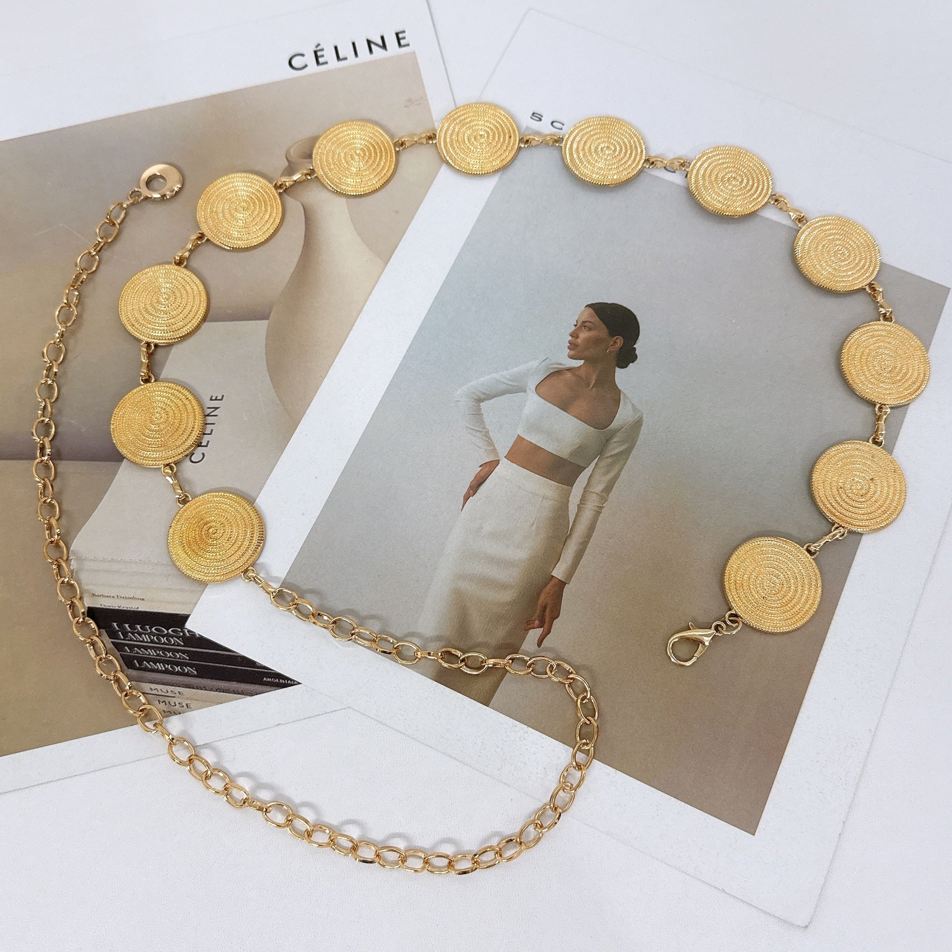 Threaded Round Swirl Metal Waist Chain For Women