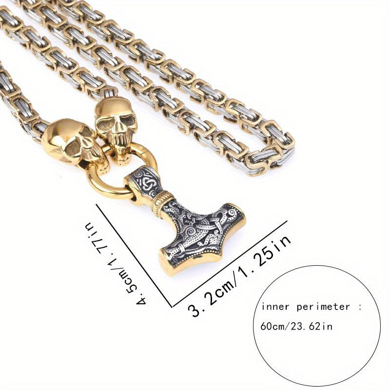 Hot Selling Retro Hammer Skull Necklace Stainless Steel
