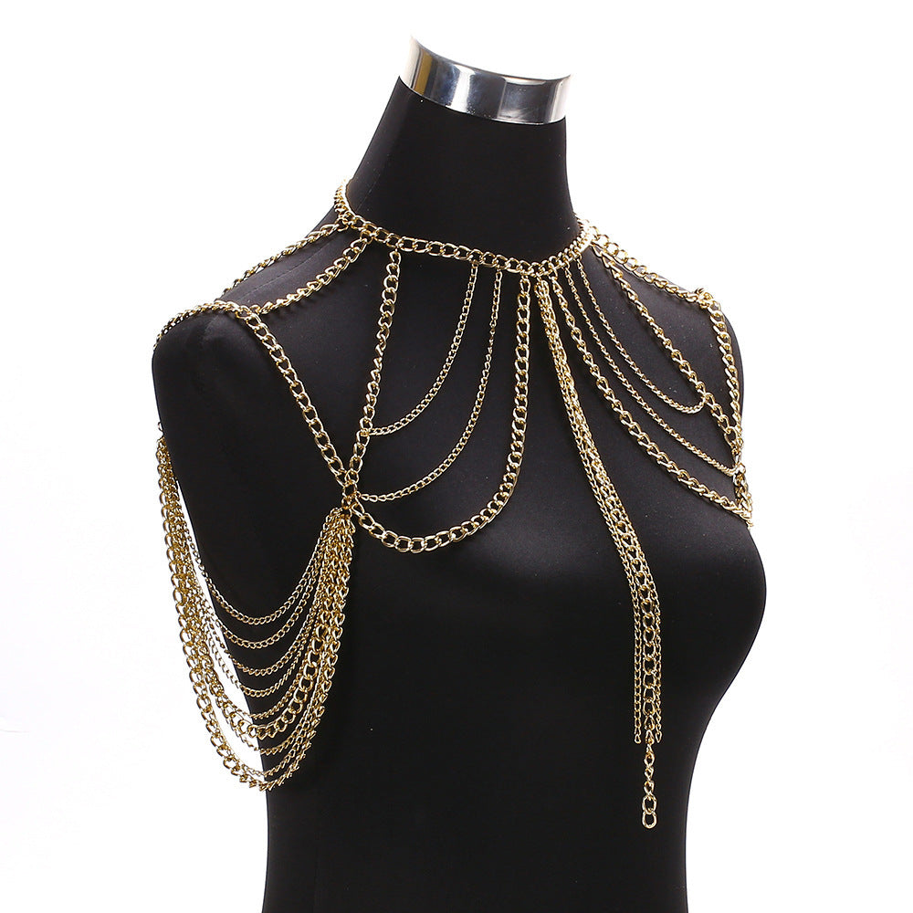 Ladies Multilayer Metal Aluminum Chain Tassel Neck Chain