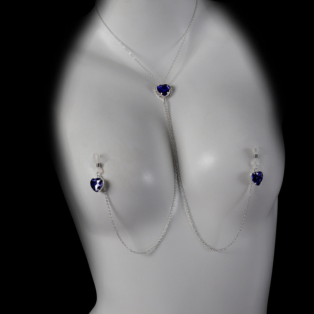 Heart Crystal Pendant Nipple Chain Chest Chain Nipple