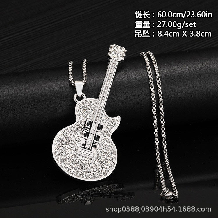 Guitar Pendant Necklace For Men Colorful Oil Drip