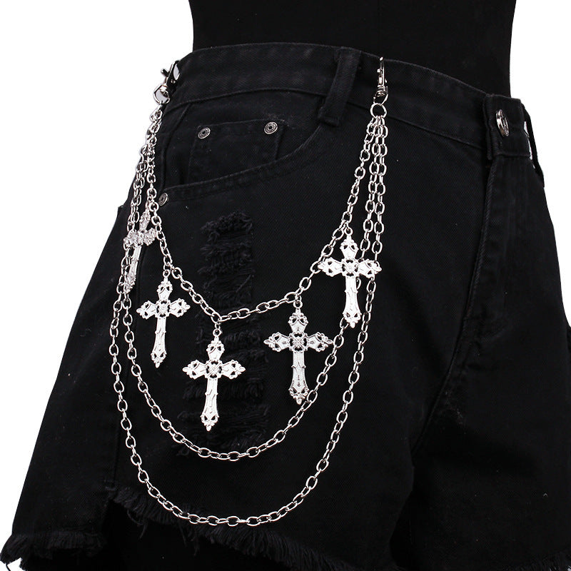 Punk Cool Cross Pendant Pants Chain Hip Hop