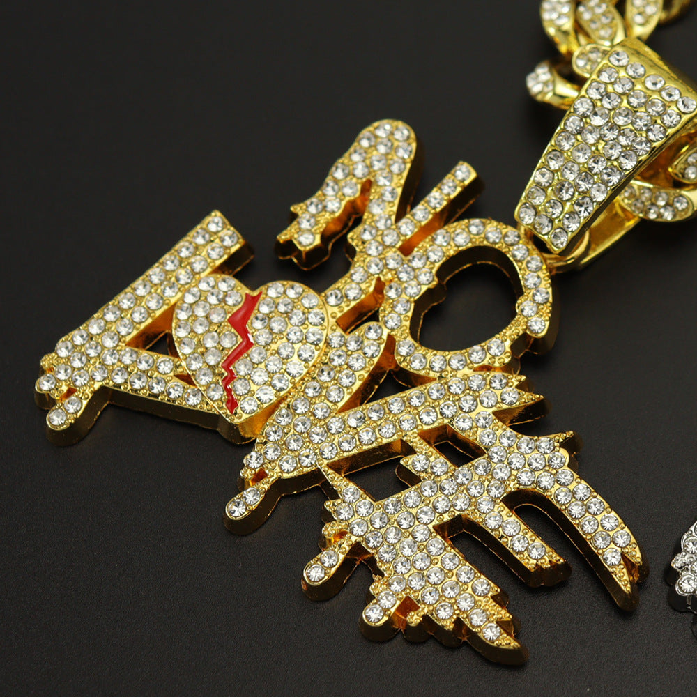 Hip Hop Style Full Diamond Stitching Letter Love