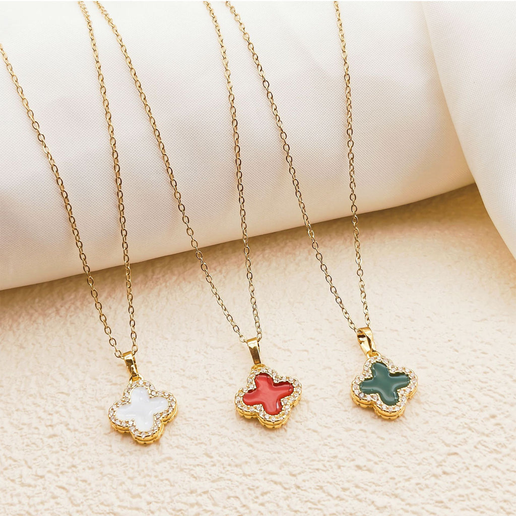 Light Luxury Double Sided Oil Drop Four Leaf