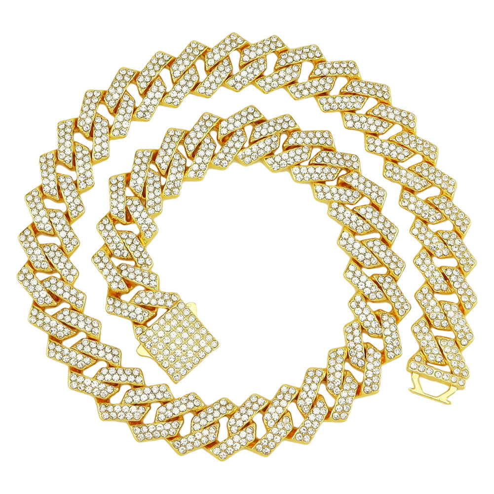15Mm Diamond Shaped Spring Buckle Cuban Chain Hipster