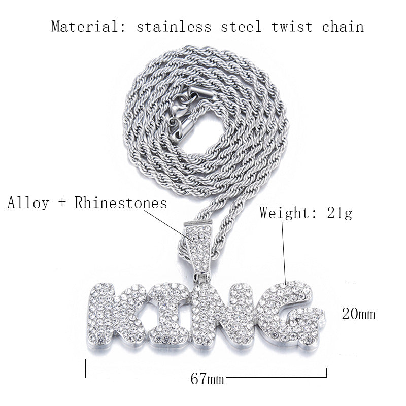 Hip Hop Versatile Men'S Diamond Studded Letter King