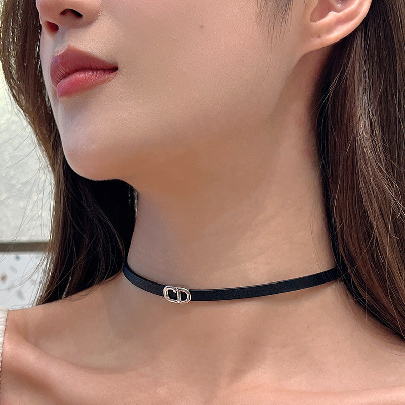 Hip Hop Leather Cd Letter Necklace Light Luxury