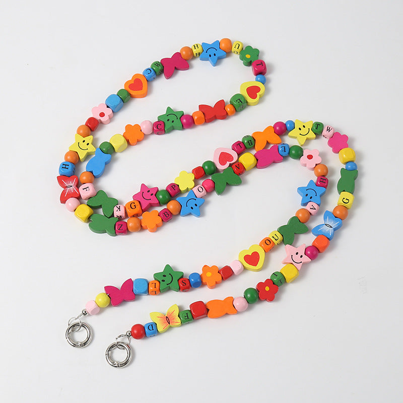 Wooden Bead Crossbody Chain Diy Phone Case Chain