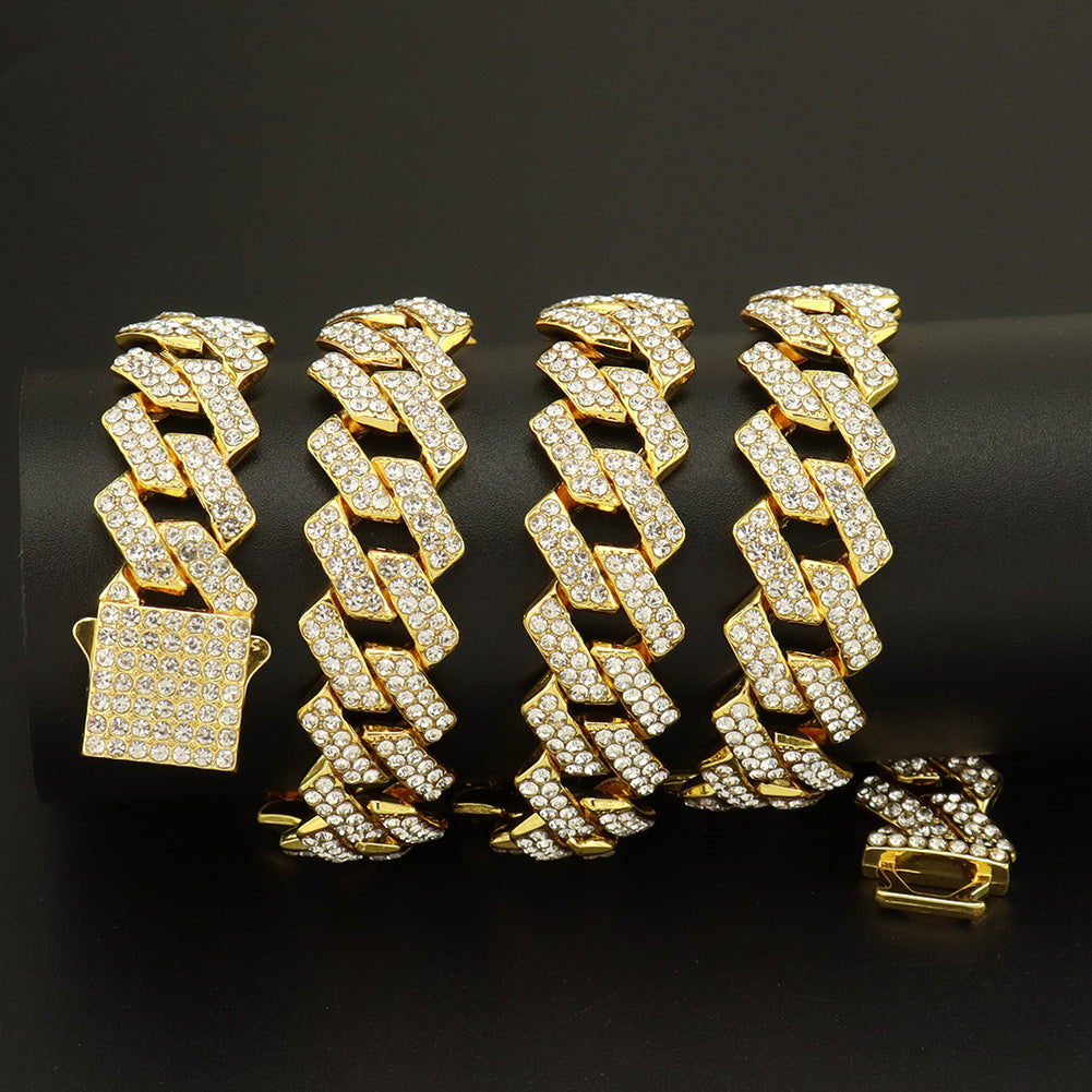 15Mm Diamond Shaped Spring Buckle Cuban Chain Hipster