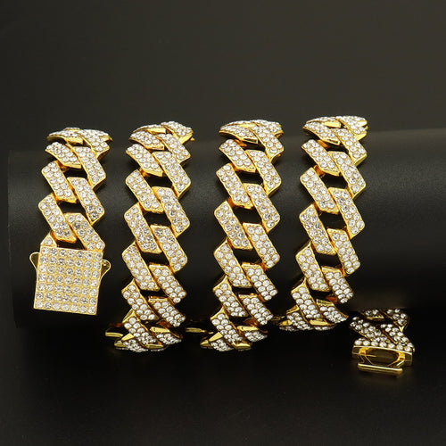 15Mm Diamond Shaped Spring Buckle Cuban Chain Hipster