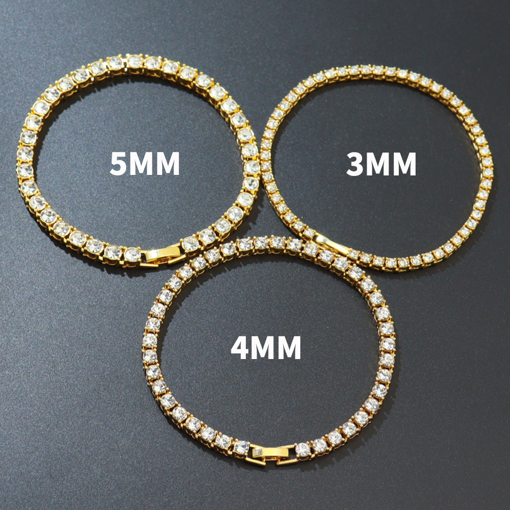 Hip Hop Single Row Alloy Tennis Chain 3Mm4Mm5Mm