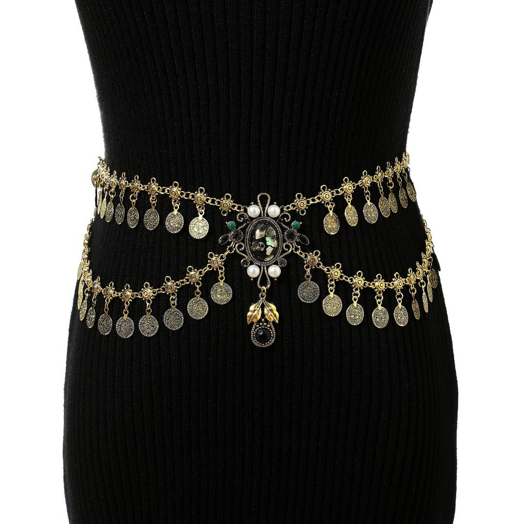 Alloy Vintage Tassel Coins Belly Dance Waist Chain