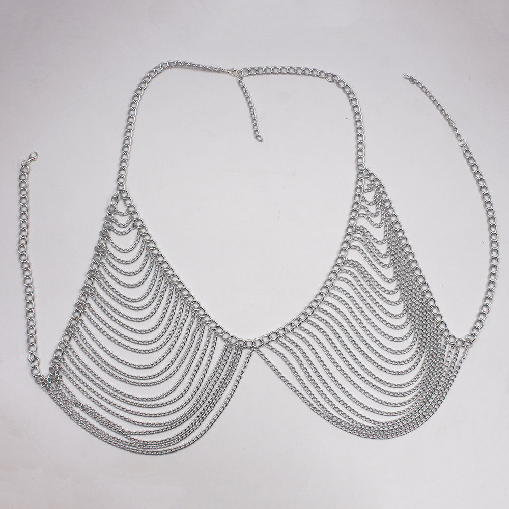 Design Women Multilayer Metal Aluminum Chain Chest Chain