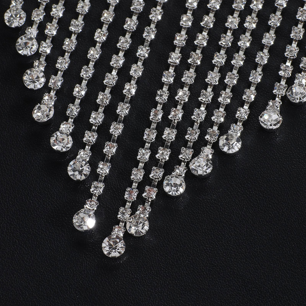 Jewelry Luxury Rhinestone Bra Support Underwear Chain Set