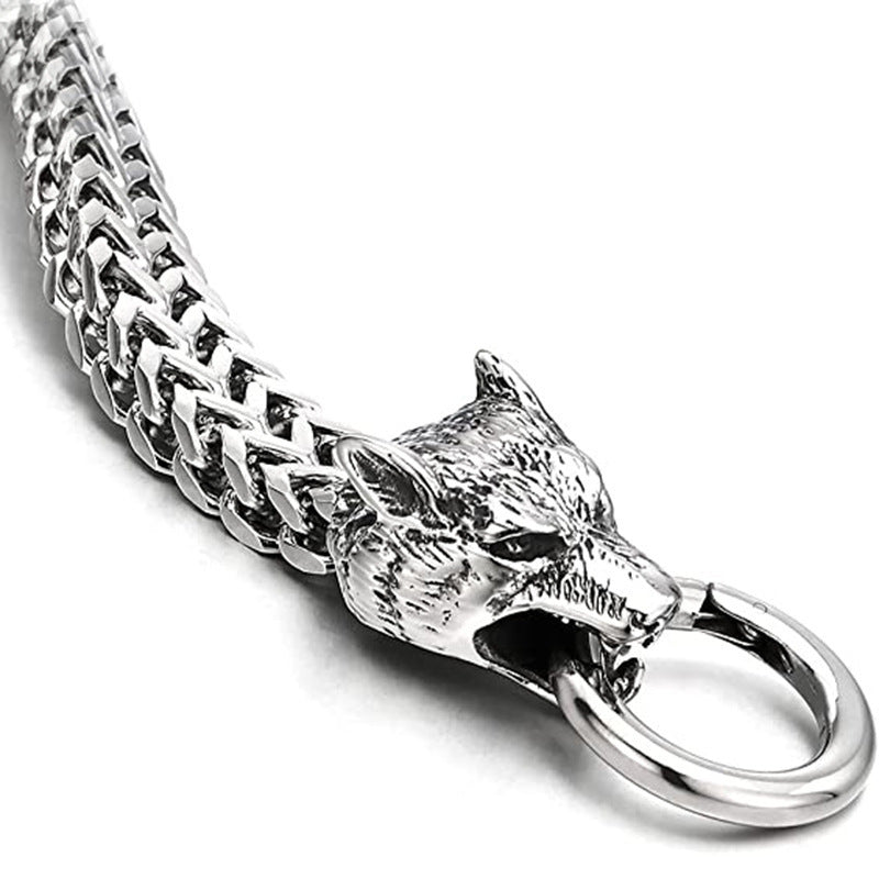 Popular Stainless Steel Retro Stylish Viking Wolf Head