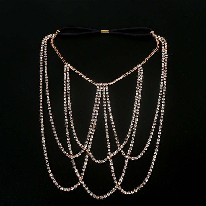 Multi Layered Cross Rhinestone Chain Full Of Crystals