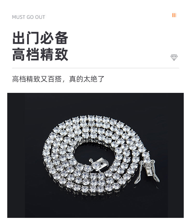 Explosives Box Buckle Cuban Chain Trend Alloy Rhinestone
