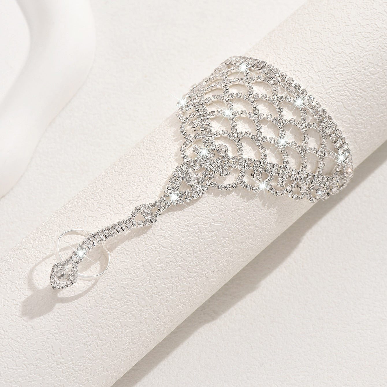 Rhinestone Mesh Bracelet Women'S Personalized Hollow Zircon Finger
