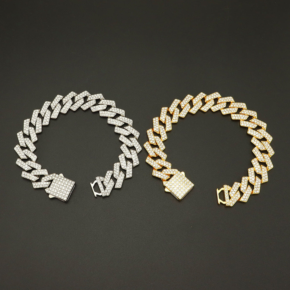 15Mm Diamond Shaped Spring Buckle Cuban Chain Hipster