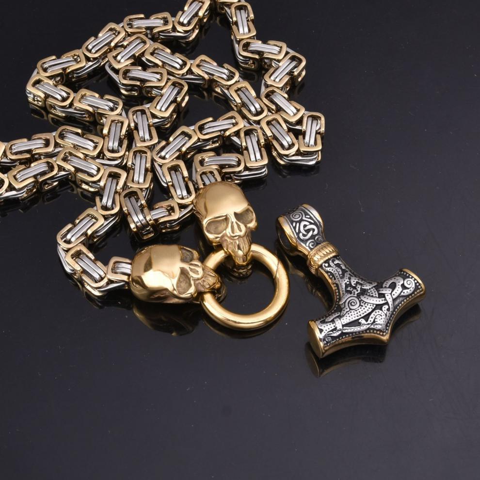 Hot Selling Retro Hammer Skull Necklace Stainless Steel