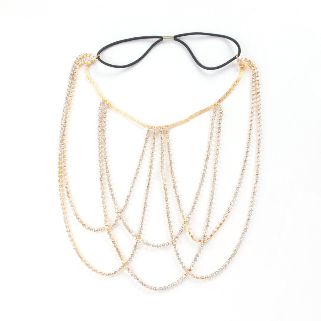 Multi Layered Cross Rhinestone Chain Full Of Crystals
