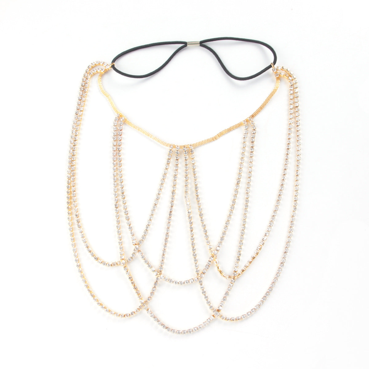 Multi Layered Cross Rhinestone Chain Full Of Crystals