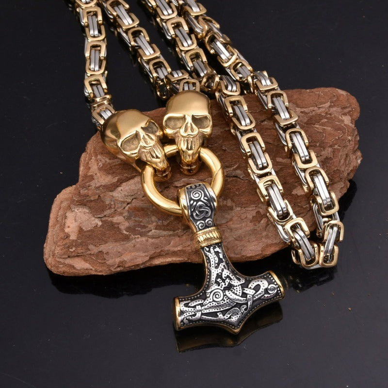 Hot Selling Retro Hammer Skull Necklace Stainless Steel