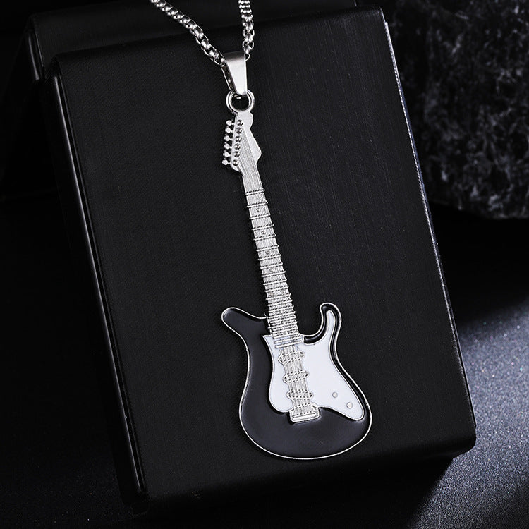 Guitar Pendant Necklace For Men Colorful Oil Drip