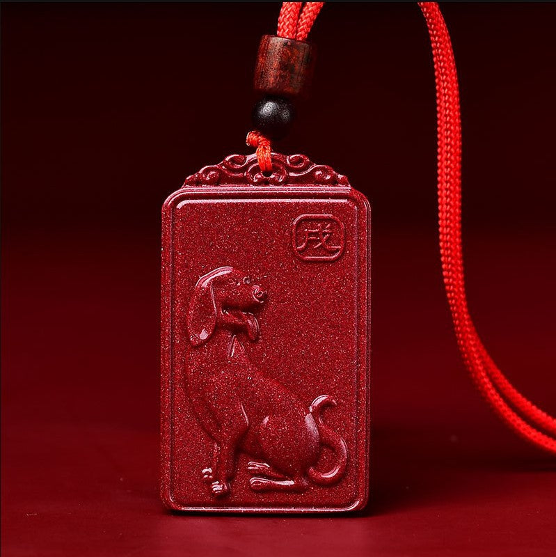 Natural Raw Ore Cinnabar Double Sided Buddha Pendant