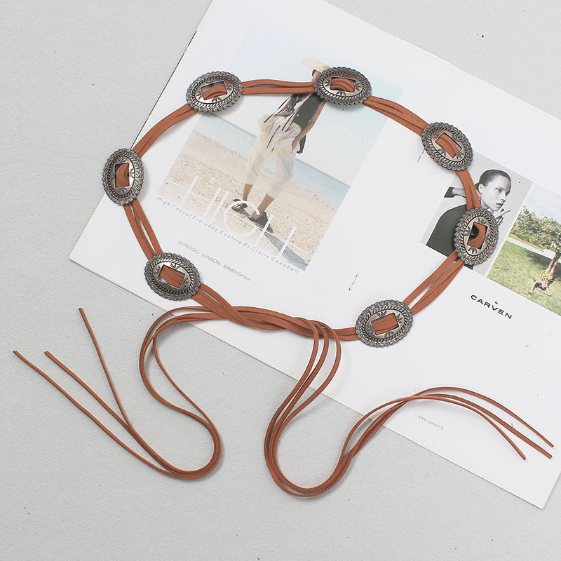 Designer Catwalk Hand Wear Metal Suede Waist Chain
