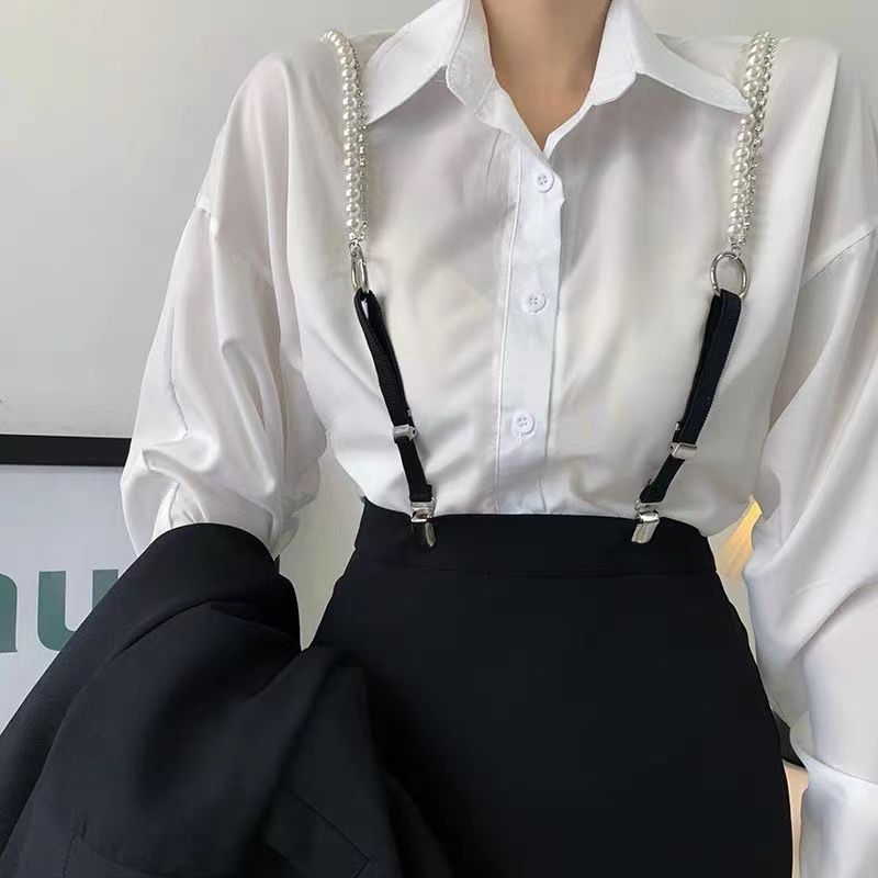 'S Pearl Rhinestone Chain Strap Clip Chain Women'S