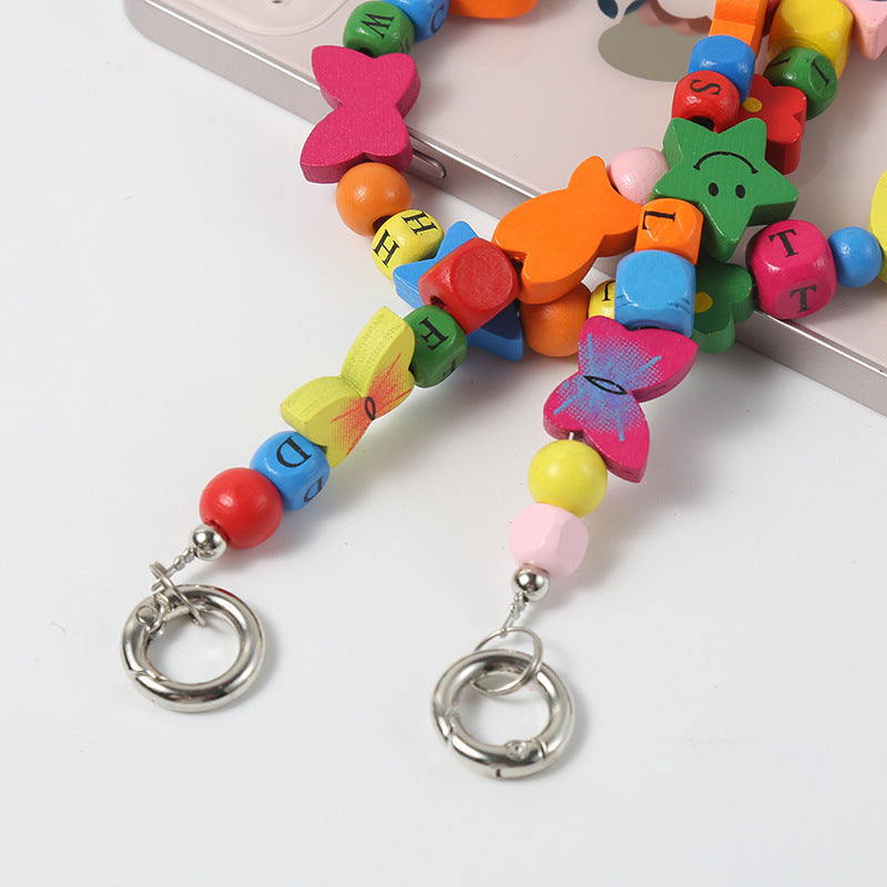 Wooden Bead Crossbody Chain Diy Phone Case Chain