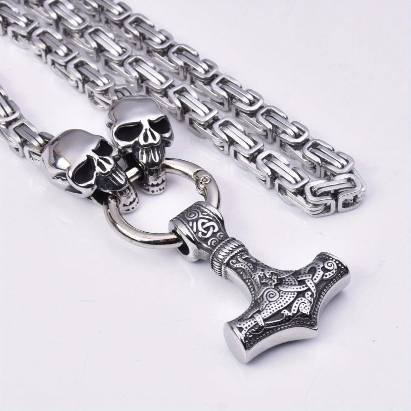 Explosions Retro Hammer Pendant Skull Necklace Stainless Steel
